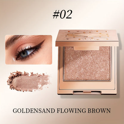 Shimmer Eyeshadow Palette 5 Shades Glowing Waterproof Creamy Blendable Formula with Built-in Mirror - Luxury Packaging Radiant Finish Starlight Tea Brown Eye Makeup Gift Women