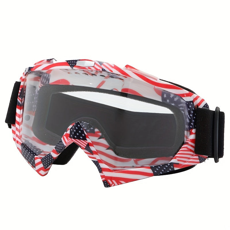 Patterned-Frame Ski Goggles with Four Red, Blue-Film, Clear and Black Lens-Finish Options for Winter Sports