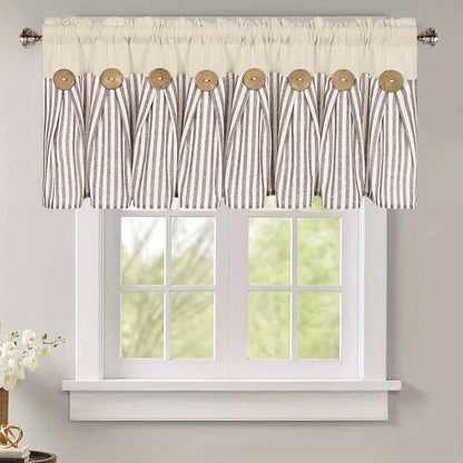 Striped Patchwork Window Curtain Set with Rod-Pocket Top, Six Colors and Five Panel-Count or Size Options
