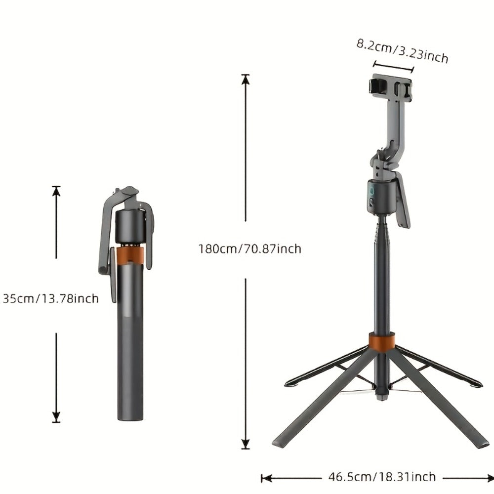 Aluminum Alloy Auto Tracking Phone Tripod with 360° Face Recognition 1200mAh Rechargeable Battery & Wireless Remote – Extendable Selfie Stick Stand for iPhone Android Live Streaming Vlog Travel