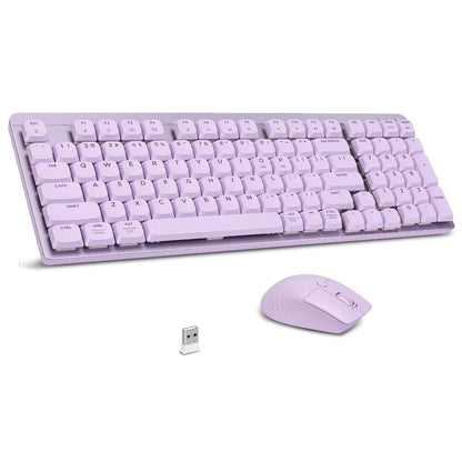 FA98 Low-Profile 98-Key Wireless Keyboard and Mouse Set with Purple, Silver or Pink Color Options