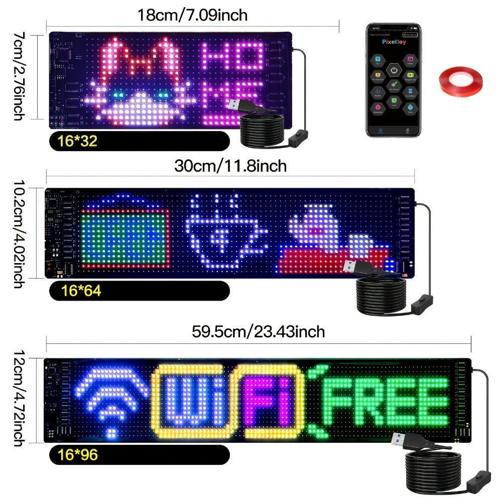Bendable LED Display Screen App & Remote Control - Ultra-Thin 2mm Flexible LED Matrix Panel Custom Text DIY Patterns for Car Window Store Sign Concert Sports Cheering Banner Wedding Party Decoration