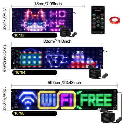 Bendable LED Display Screen App & Remote Control - Ultra-Thin 2mm Flexible LED Matrix Panel Custom Text DIY Patterns for Car Window Store Sign Concert Sports Cheering Banner Wedding Party Decoration