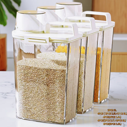 Food Storage Containers 2.5L and 3L PP Pantry Bins with Measuring Cups in Two-, Four- or Six-Pack Options
