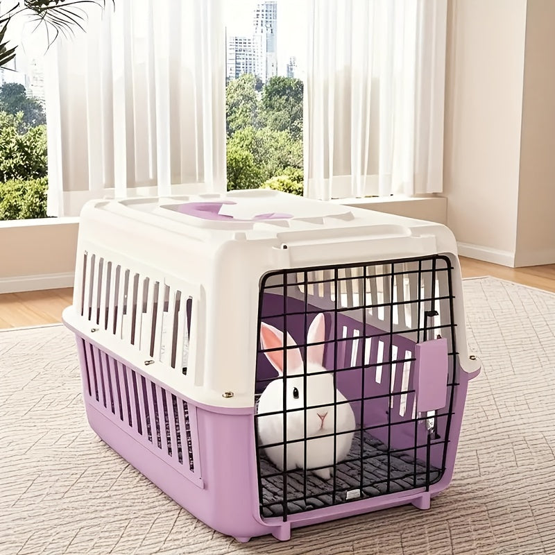 Hard-Shell Pet Carrier Crate with Front Grid Door, Side Ventilation and Standard or XL Sizes in Three Colors