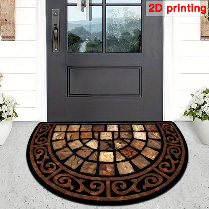Door Mat Semi Circle Non-Slip | Luxury Velvet Entryway Living Room