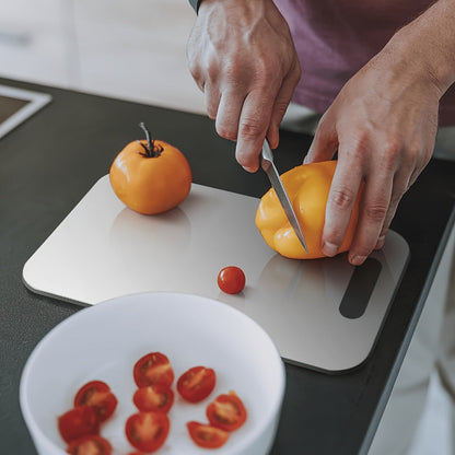 Cutting Board Titanium Double-Sided Prep Surface with Carry Handle in a 14 x 10-Inch Single-Board Format