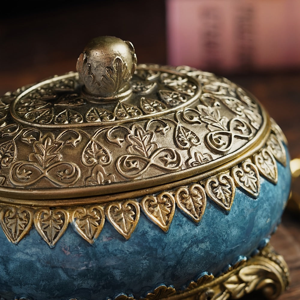 Jewelry Organizer Ornate Lidded Storage Box in Red, White or Blue for Rings, Earrings and Bracelets