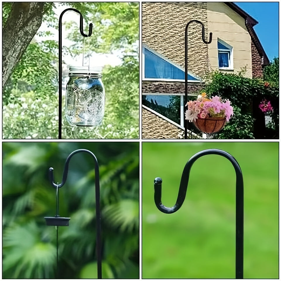 Heavy-Duty Shepherd's Hook Garden Pole for Bird Feeders, Plants or Lanterns in Two Heights