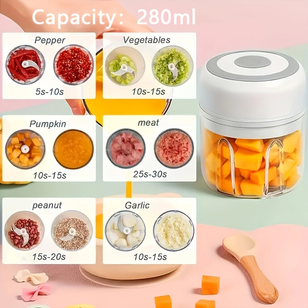 Electric Garlic Chopper & Mini Food Processor – Rechargeable USB Portable Garlic Mincer with 2-Cup Container | Multi-Function Meat Grinder Vegetable Chopper Kitchen Gadget for Garlic Onion Ginger