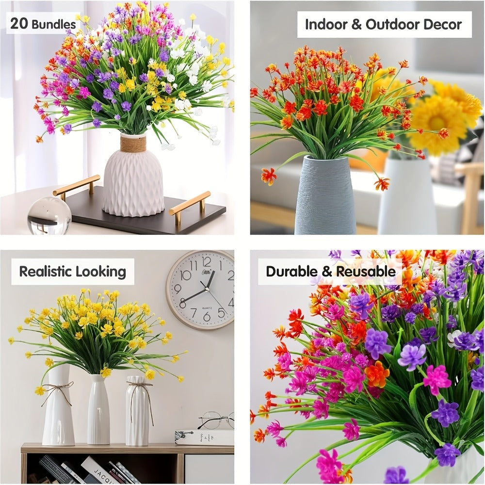 Artificial Flowers 40-Bundle Mixed-Color Floral and Greenery Set for Garden, Party and DIY Decor
