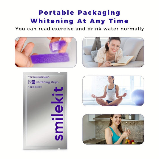 Teeth Whitening Strips 28 Pairs Purple Color Corrector Peroxide Free Enamel Safe Gentle Whitening Kit for Sensitive Teeth Daily Use Brighter Smile Gift for Women Men Adults