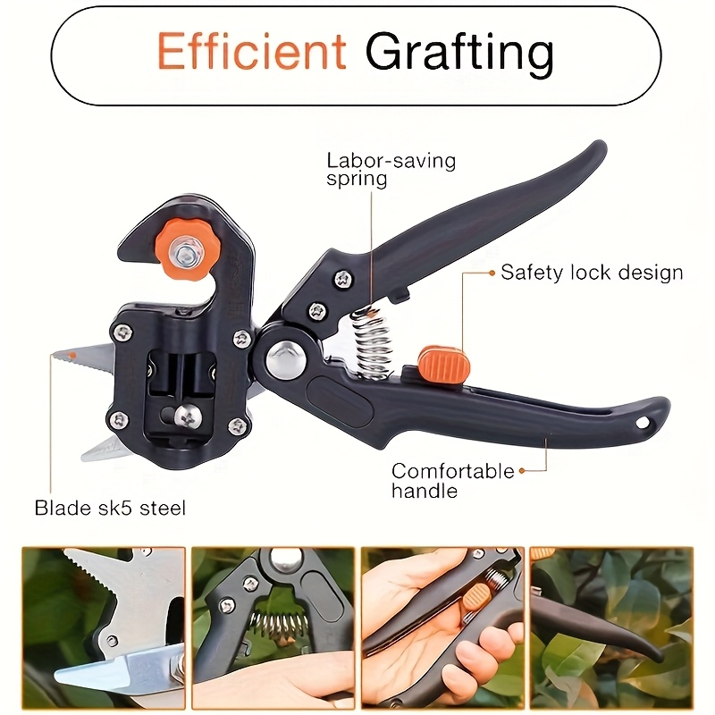 Two-in-One Grafting and Pruning Shears, 8.46 Inches with Mounted Cutter, Base and Two Spare Blades