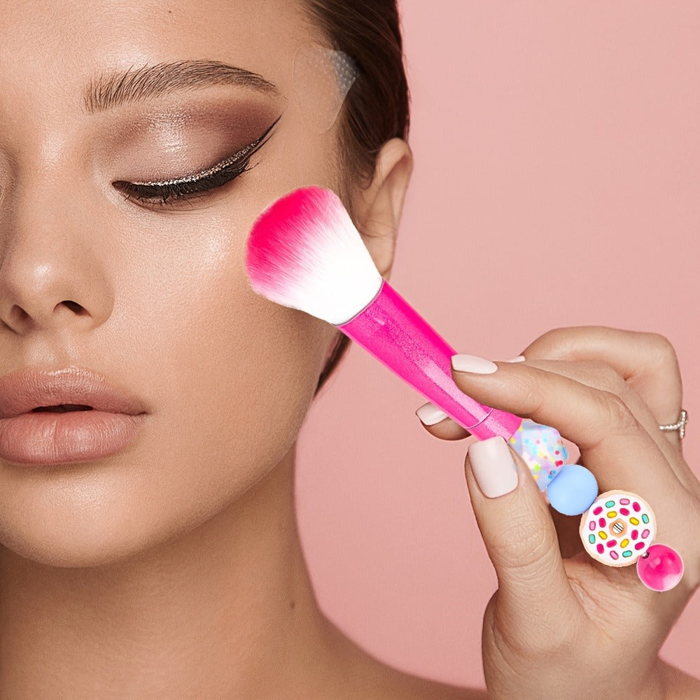 Makeup Brush Set, 15-Piece Bead-Ready Metal Handle Collection with Powder, Blush, Eyeshadow and Angled Brush Shapes