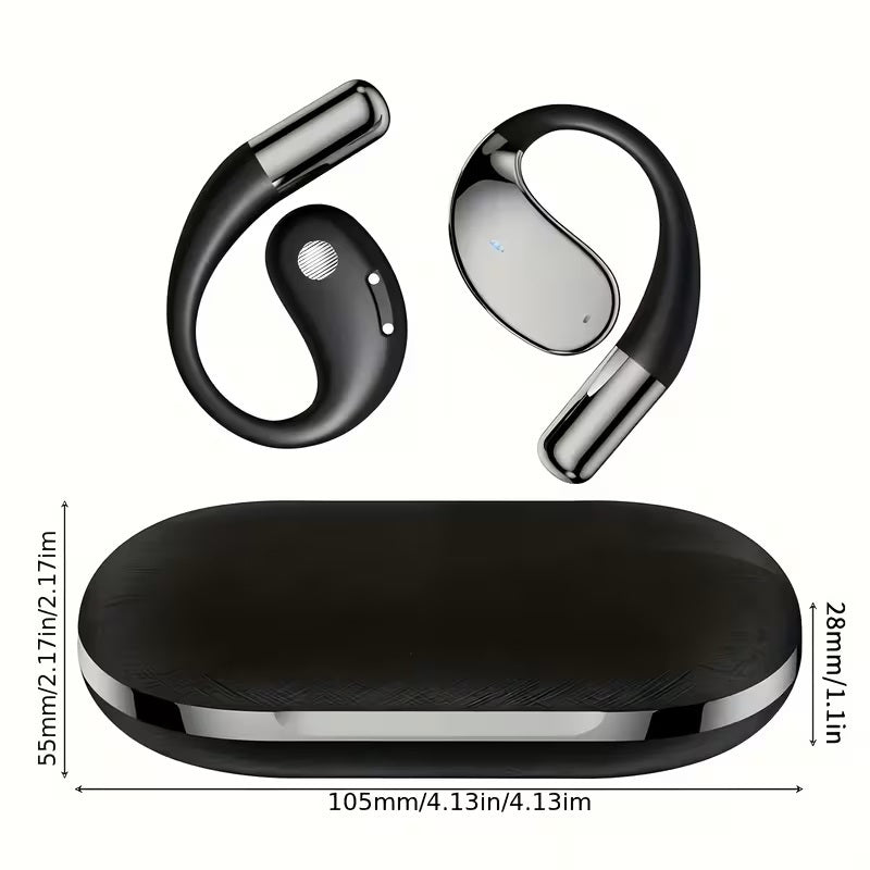 Bone Conduction Headphones Bluetooth 5.4 Open Ear Sport Earbuds 80H Battery LED Display Stereo Bass Noise Canceling Mic Type-C Charging Gift for Dad Men Women Running Cycling