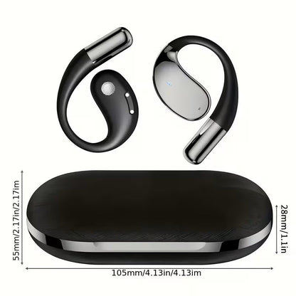 Bone Conduction Headphones Bluetooth 5.4 Open Ear Sport Earbuds 80H Battery LED Display Stereo Bass Noise Canceling Mic Type-C Charging Gift for Dad Men Women Running Cycling