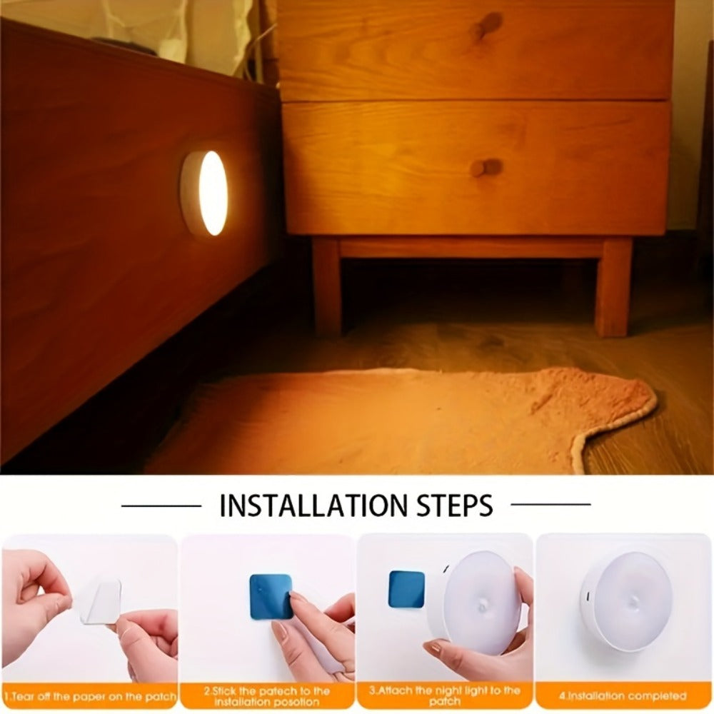 Night Light Motion and Light Sensor 6-Pack with USB Rechargeable Power in Warm White or White LED Options