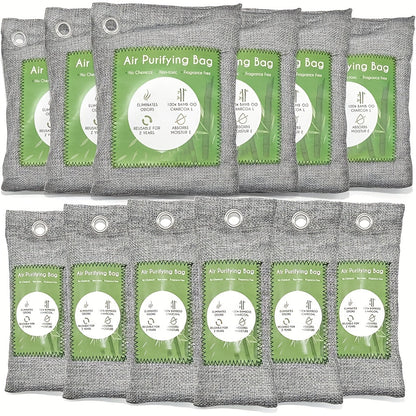 Bamboo Charcoal Air Purifying Bags Odor Absorber & Moisture Absorber Natural Activated Charcoal Odor Eliminator for Car Home Closet Shoe Refrigerator Pet Area Multi-Pack