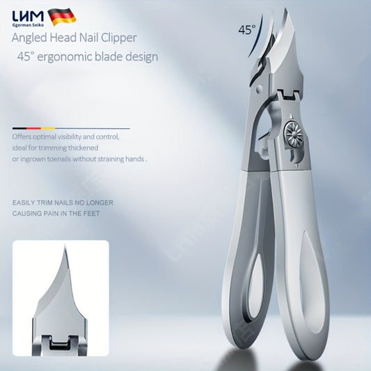 Toenail Clippers for Seniors & Thick Nails - 45° Angled Wide Jaw Stainless Steel Nail Clipper Ergonomic Pedicure Tool Ingrown Toenail Trimmer for Elderly Men Women