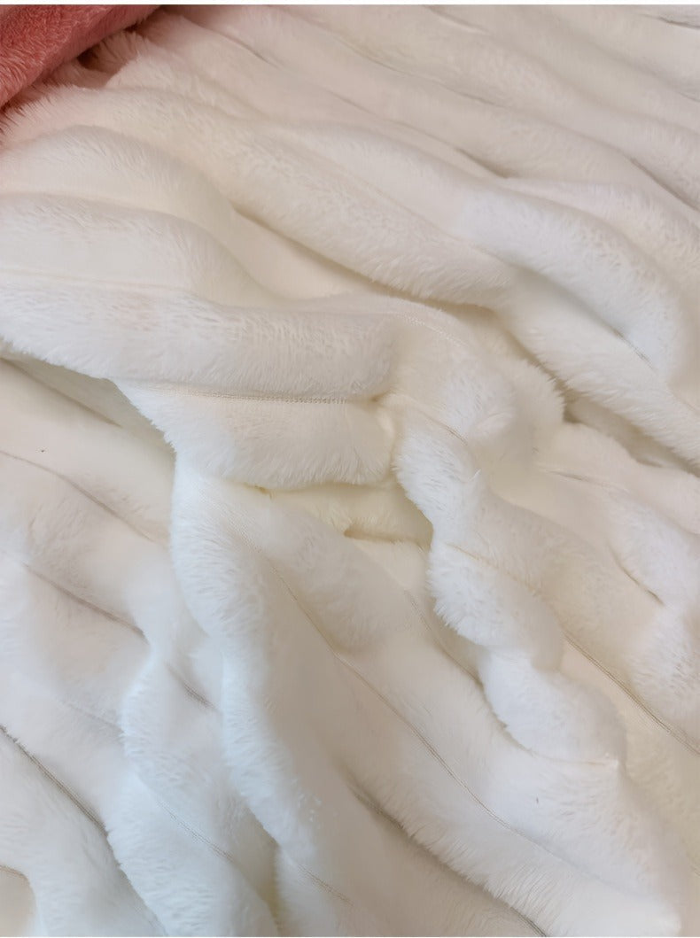 Channel-Textured Throw Blanket in Seven Colors and Four Displayed Size Options from 50 x 60 to 108 x 90 Inches