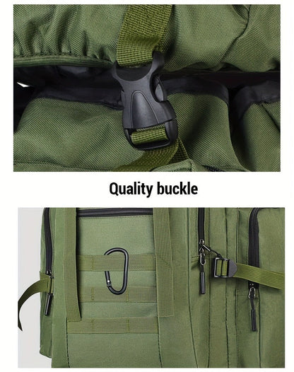 100L-Labeled Tall Tactical Rucksack with Roll-Top Compartment, Lower Pouch and Five Color Options