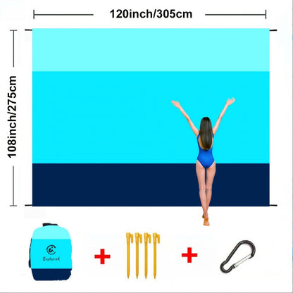 Printed Beach Mat with 19 Exact Size-and-Pattern Options, 198 x 205cm to 275 x 305cm with Stakes and Pouch