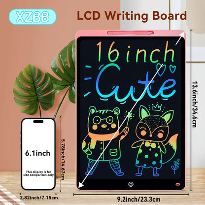 Large LCD Drawing Tablet for Kids 16 & 20 Inch – Colorful Erasable Electronic Doodle Board Reusable Writing Pad | Educational Art Toy Birthday Christmas Gift | Blue Pink Black