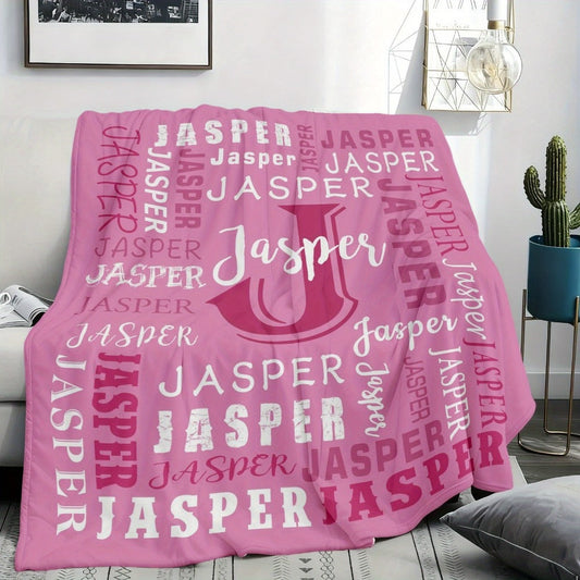Personalized Flannel Blanket 280GSM Custom Name - Soft All-Season Throw Blanket for Home Picnic Travel, Cozy Polyester Gift Blanket Multi-Color Options