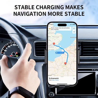 Infrared Auto-Sensing Car Phone Mount 10W Wireless Charging Auto-Lock Clamp Vent Clip Dashboard Suction 360° for iPhone 16 15 14 13 12, Samsung Galaxy S24 S23 S22, All Qi Devices – Black