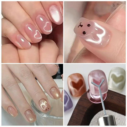 11-Piece Cat Eye Nail Magnet Set with Three-in-One Stick, Heart and Bunny Pattern Tools for Gel Designs
