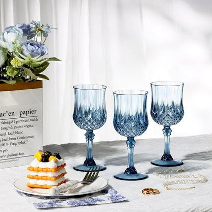 Forty-Eight-Piece 7 oz Plastic Wine Goblet Set in Clear, Orange, Pink, Green, Gold or Blue