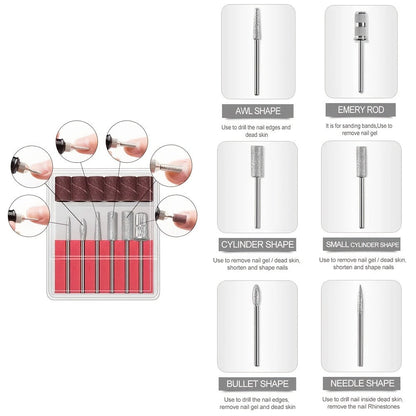 Professional Nail Drill Kit 20000RPM with 6 Drill Bits & 50 Sanding Bands — Electric Manicure Pedicure Machine Low Noise Dual-Hand for Acrylic Gel Natural Nails, Home & Salon Nail File Set, 8-in-1 Option
