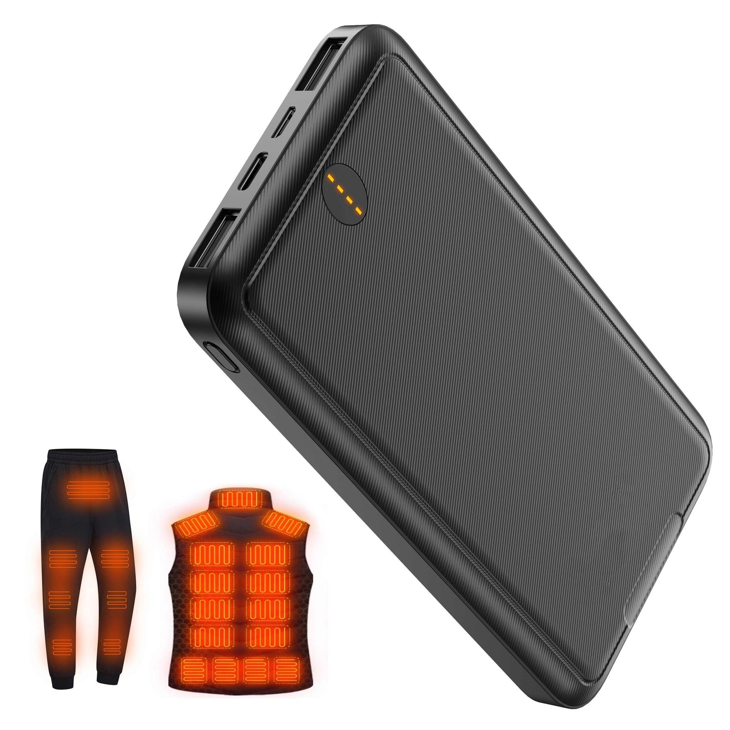 10000mAh Slim Power Bank with 5V/2A Marking, Dual USB-A Outputs and Black or White Color Options