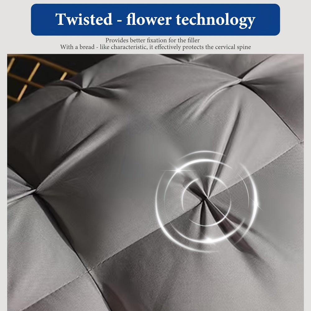 Bed Pillow 2 Pack Hotel Quality Twisted Flower Design 900g Fill - Adjustable Zipper Closure Breathable Polyester Sleeping Pillow for Side Back Stomach Sleepers, Luxury Soft Support Pillow Set