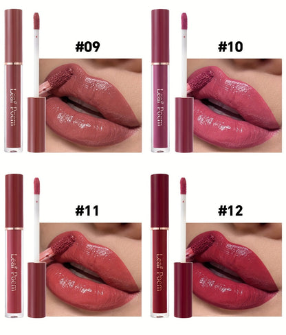 Lip Gloss Set by Leaf Poem with 12 Mixed Lip Colors, Slim Tube Applicators and Presentation Box
