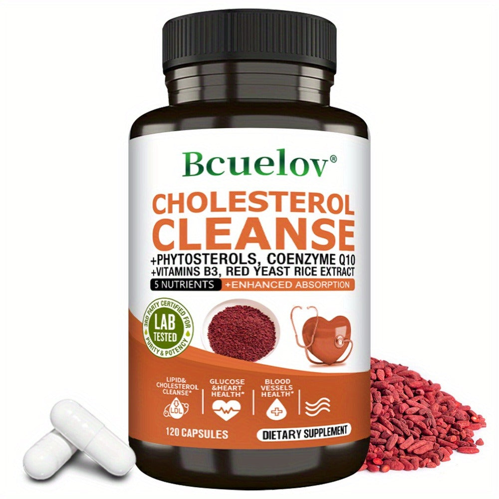 Herbal Supplement with Bcuelov Label, Phytosterols CoQ10 and Red Yeast Rice Capsules, 120 Count