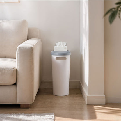 Small Bathroom Trash Can with Built-In Handles Rustproof Space Saving Plastic Waste Bin for Bathroom Laundry Office Includes Trash Bags
