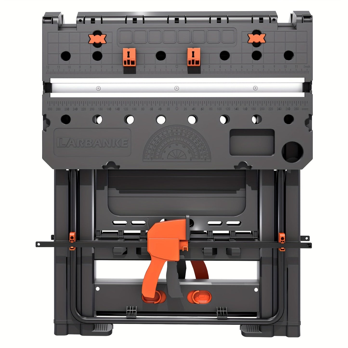 Folding Workbench Sawhorse 2-in-1 Waterproof Height Adjustable Aluminum Legs 150LBS Clamp Force with 4 Woodworking Clamps for DIY Garage Workshop Portable