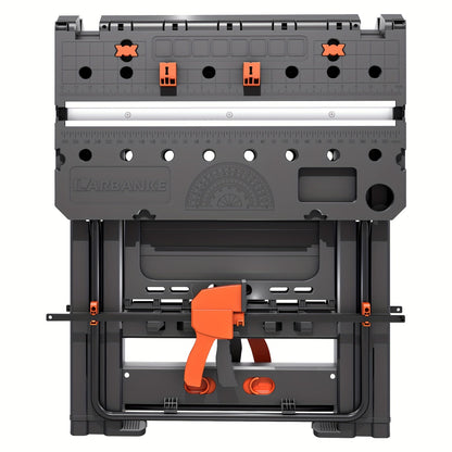 Folding Workbench Sawhorse 2-in-1 Waterproof Height Adjustable Aluminum Legs 150LBS Clamp Force with 4 Woodworking Clamps for DIY Garage Workshop Portable
