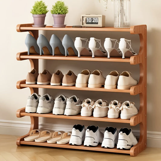 Bamboo Shoe Rack 3 5 6 Layer Widened Reinforced - Multi-Tier Shoe Storage Stand for Entryway Bedroom Living Room Garage, Space Saving Eco-Friendly Bamboo Shoe Organizer, Easy Assembly