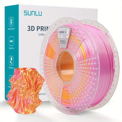 Dual Color Silk PLA Plus Filament 1.75mm 1kg – Shiny Gradient Texture High Toughness Low Shrinkage ±0.02mm 3D Printing Filament 2.2lb | Smooth Surface PLA+ for FDM 3D Printers Decorative Prints Gifts