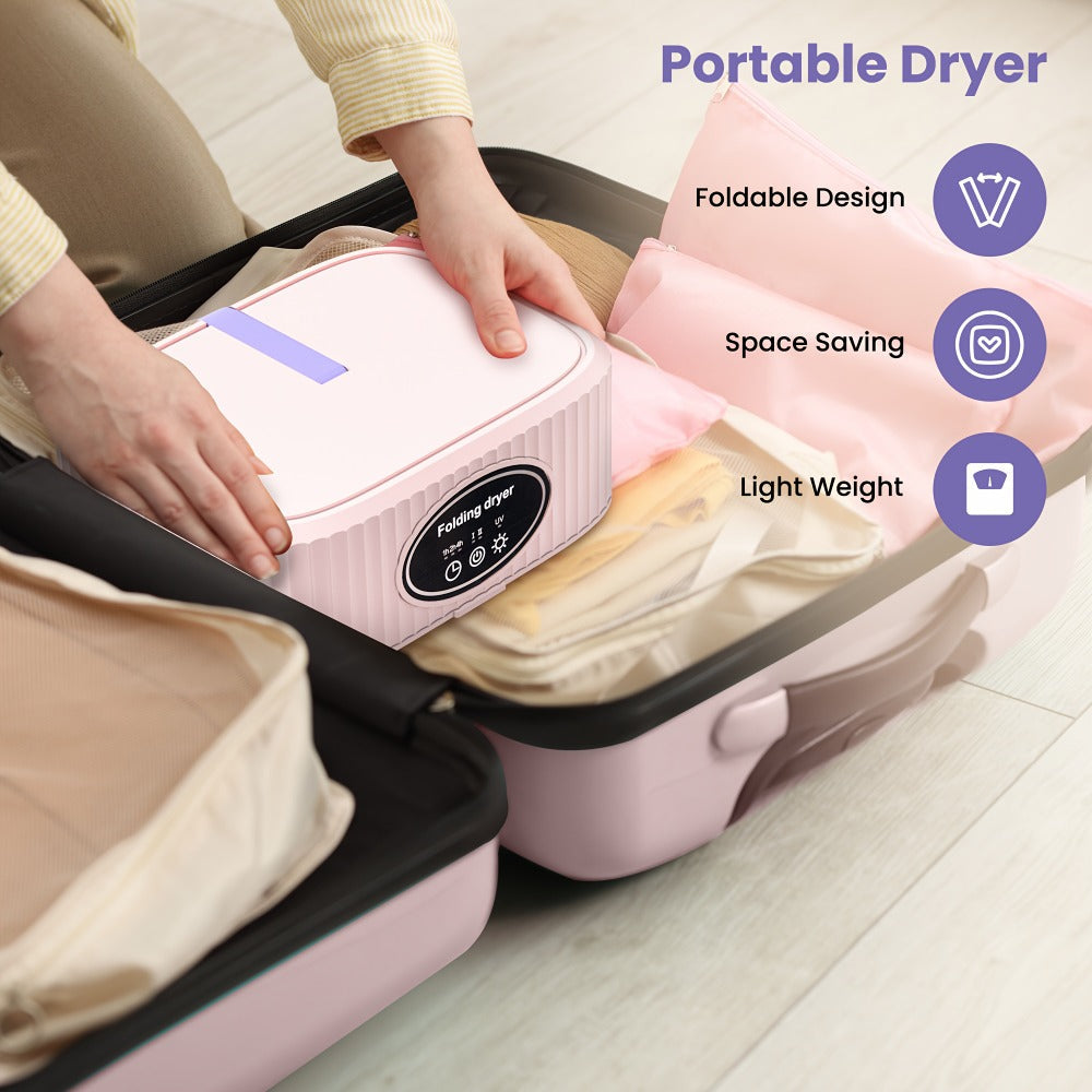 Portable Clothes Dryer with Tall Foldable Fabric Cabinet in Pink, Khaki or Purple Checkout Colors