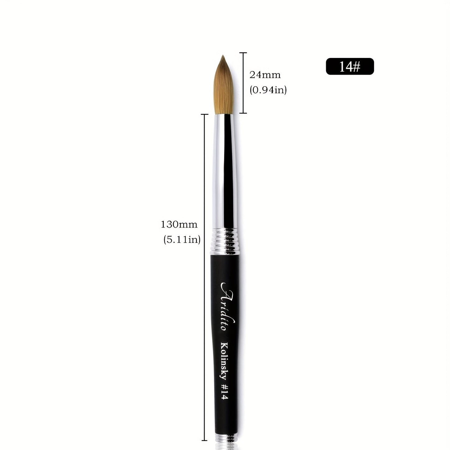 Round Acrylic Nail Art Brush with Black Handle in Protected Sizes 12, 14, 16 and 18 for Salon Detail Work