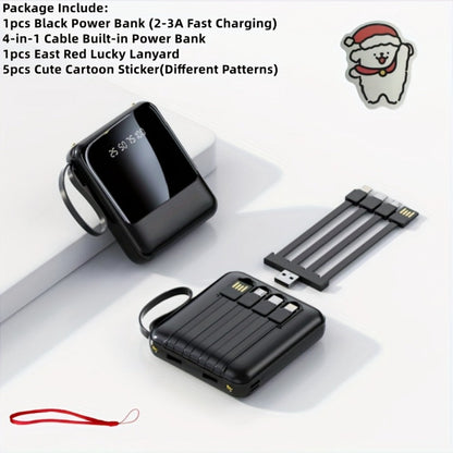 Power Bank 10000mAh with Built-In Cable Set, 5W/15W/22.5W Variants, Display and Lanyard for Travel