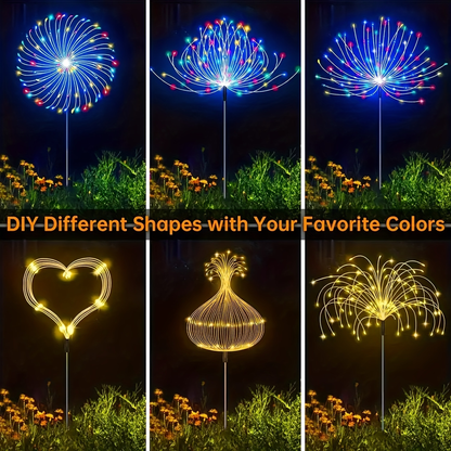 Solar Fireworks Lights 480 LED 8-Pack, IPX4 Waterproof 8 Modes