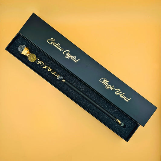 Zodiac Crystal Magic Wand with Gift Box – Handmade Astrology Wand All 12 Signs Aries Taurus Gemini Cancer Leo Virgo Libra Scorpio Sagittarius Capricorn Aquarius Pisces Cosplay Party Decor Birthday Gift