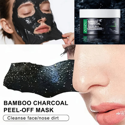 Skincare Set with ZOZU Label, 4 Bamboo Charcoal Items Including Cleanser Mask Essence and Brush Tool