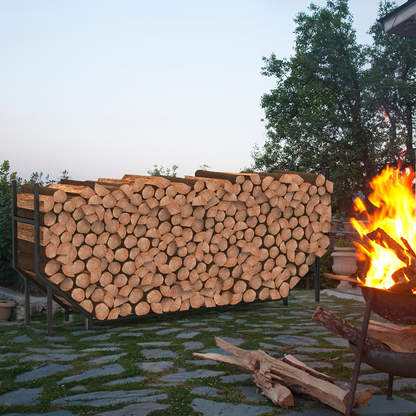 Firewood Rack | Heavy Duty Steel Indoor Outdoor Fireplace Patio Deck