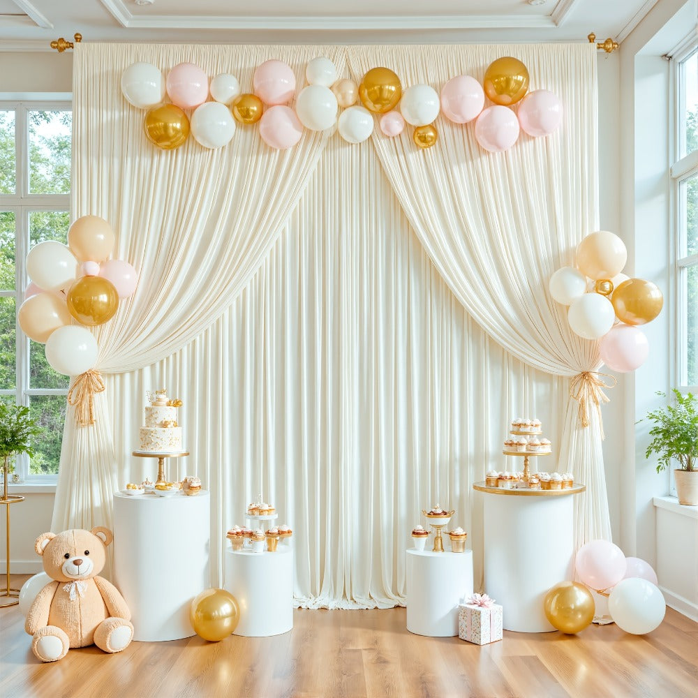 4-Pack 5x10ft Elegant Spandex Photography Backdrop | Wear-Resistant, Wrinkle-Free, Soft & Opaque Party Decoration Banners for Weddings, Birthdays, Stages, Exhibitions & Events
