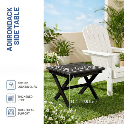 Collapsible Outdoor Side Table with Slatted Square Top and X-Frame in Brown, Gray, Blue, White or Black